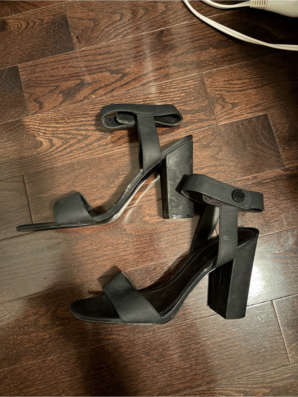 Kendall & Kylie Black Block Heel Ankle-Strap Sandals